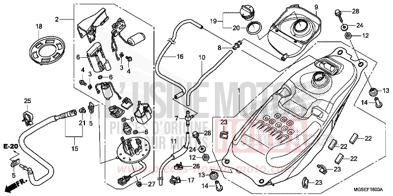 RESERVOIR A CARBURANT/POMPE A CARBURANT von NC700S Schaltgetriebe PEARL SUNBEAM WHITE (NHA66) von 2013